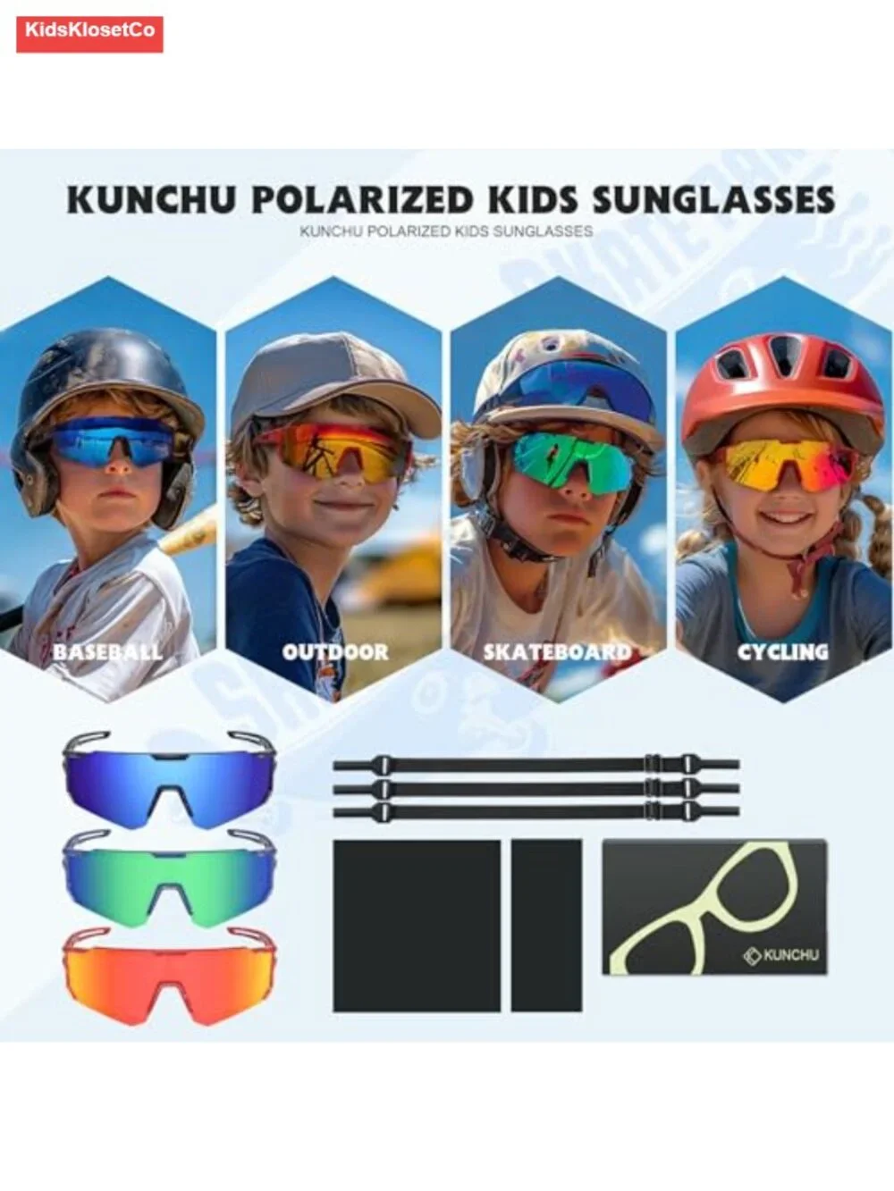 Polarized Kids Sunglasses UV Protection with Glasses Strap